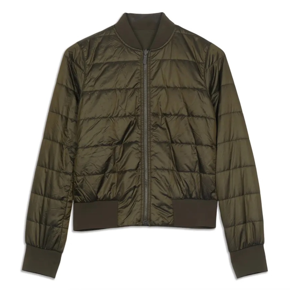 Lululemon Reversible Nonstop Bomber Jacket - Dark Olive, Sz 2 - Picture 2 of 5
